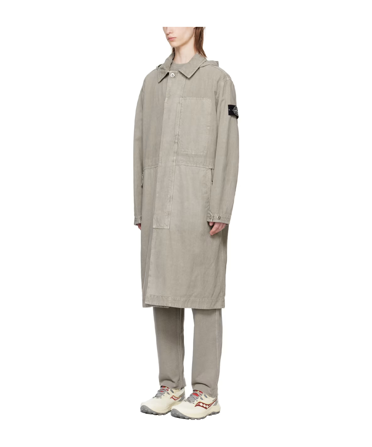 Stone Island Gray Patch Coat In Gray