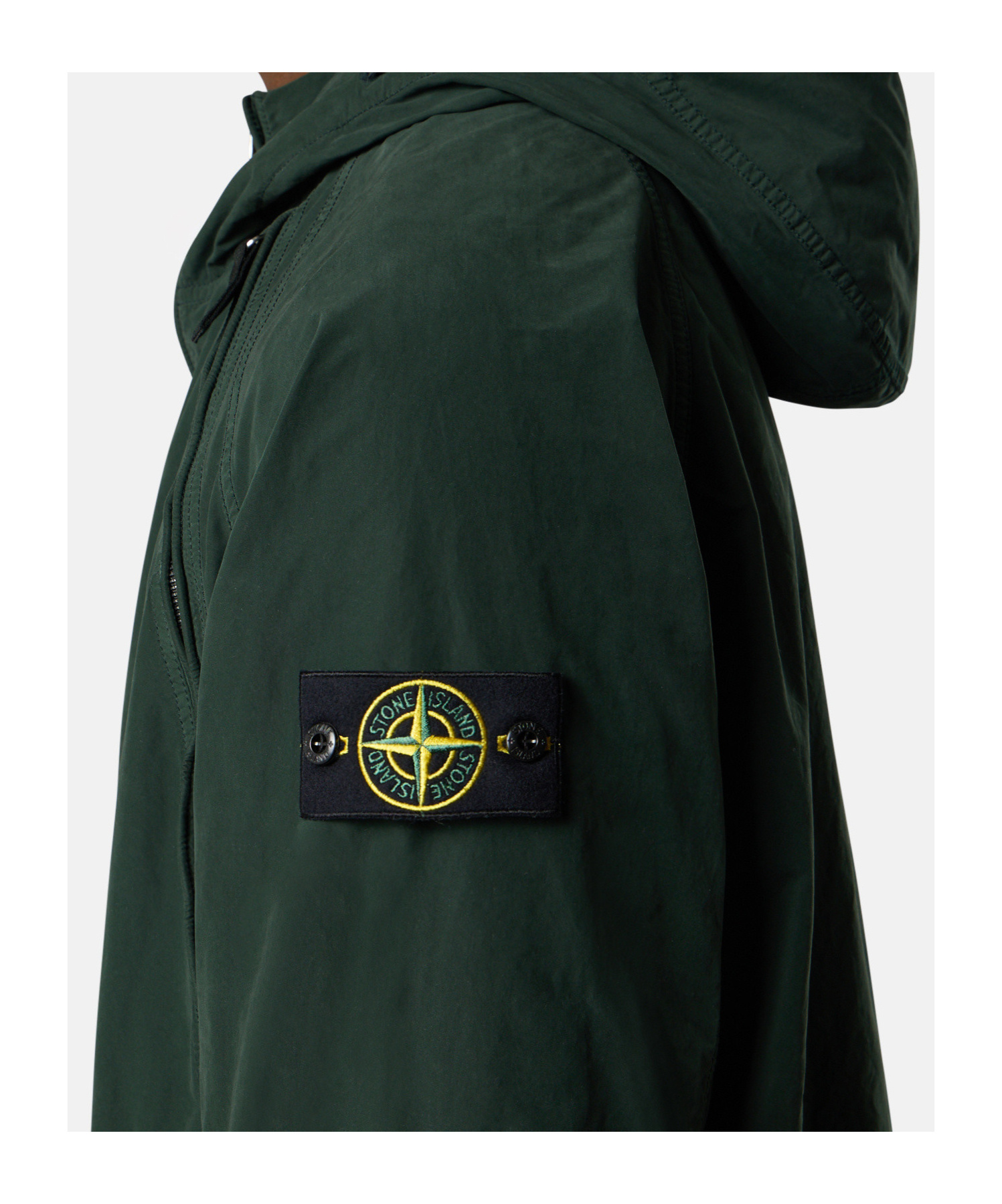 Stone Island Hooded Jacket With Anti-drop And Zip Pockets In Green