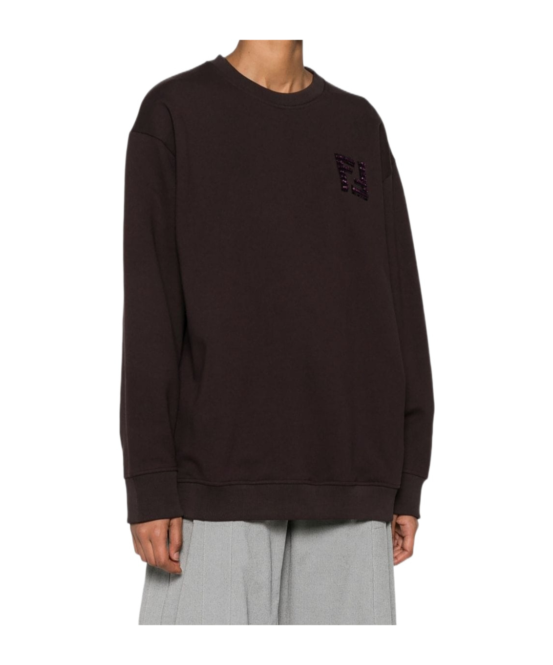 Fendi Sequin-logo Sweatshirt In Black