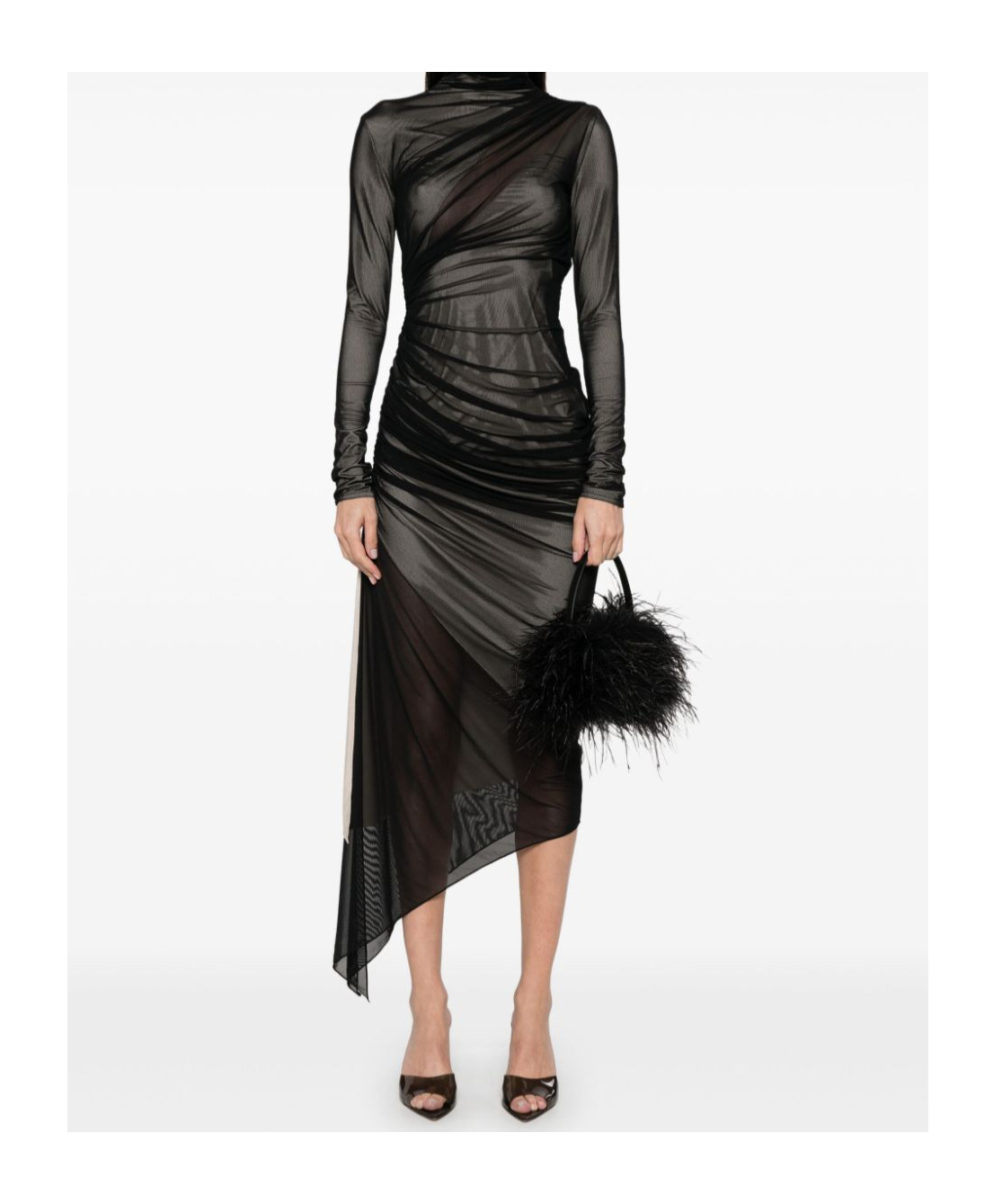 Mugler Dress Knee Length High Neckline In Black