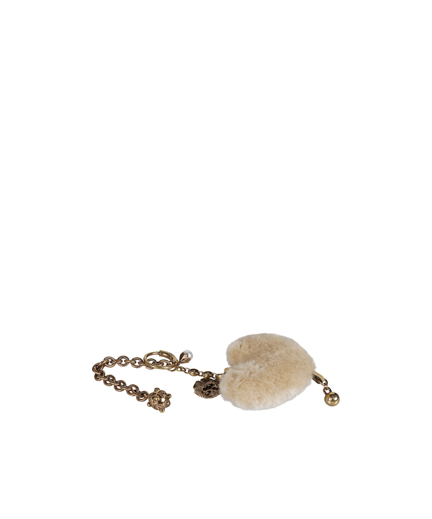 Chloé Symbols Heart Shearling Bag Charm In Gold