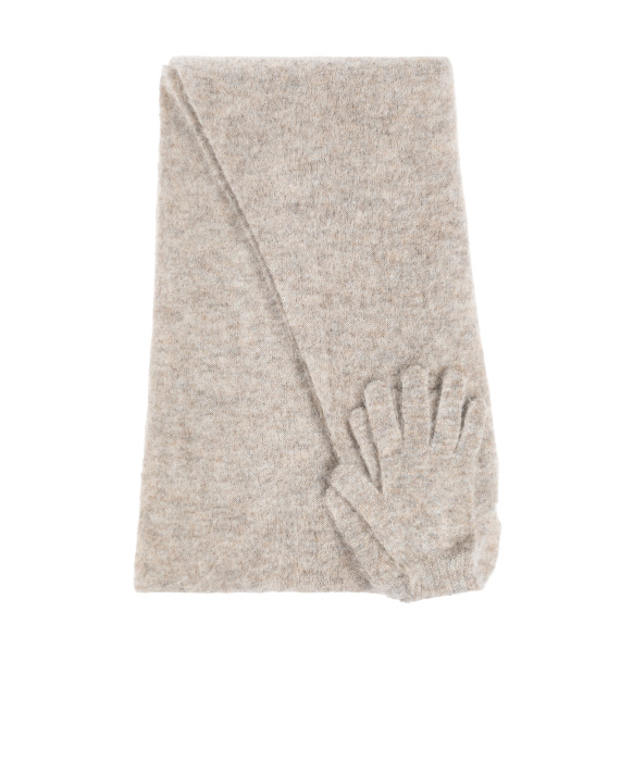 Moschino Rectangular Scarf And Gloves Set In Brown