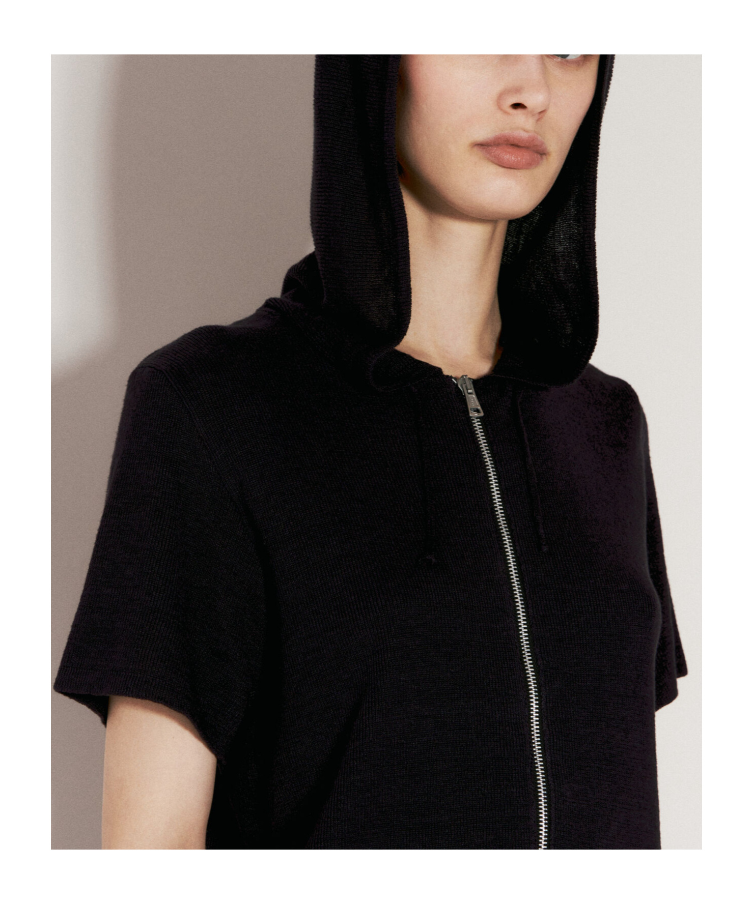 Our Legacy Short-sleeved Zipped Drawstring Hoodie In Black