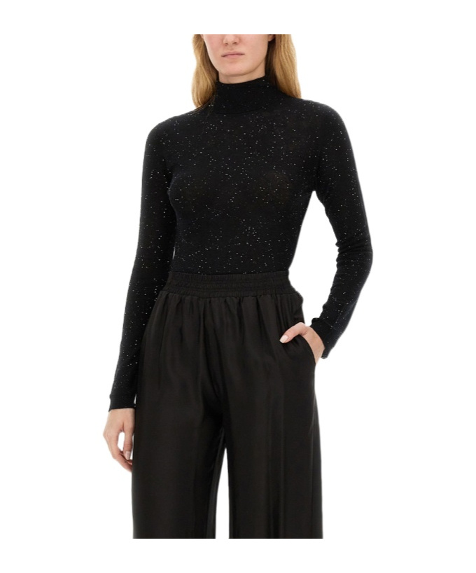 Shop Fabiana Filippi Sequinned Roll-neck Jumper In Black