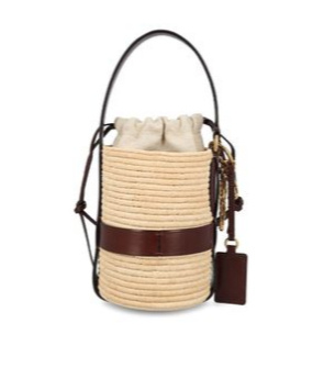 Chloé Chloe Women Two-tone Raffia And Leather Small Kerala 25 Bucket Bag In Nude