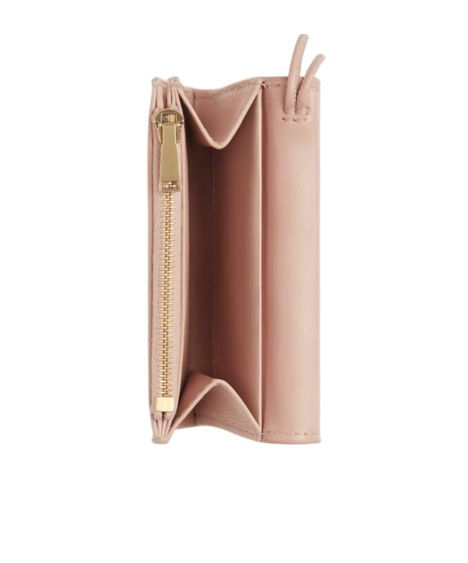 Bottega Veneta Andiamo Tri-fold Zip Wallet In Nude