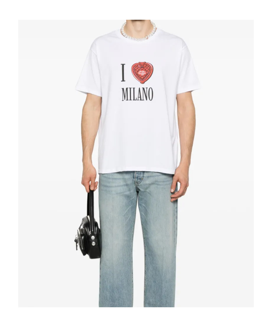 Gcds Graphic Print Crew Neck T-shirt In Optic White