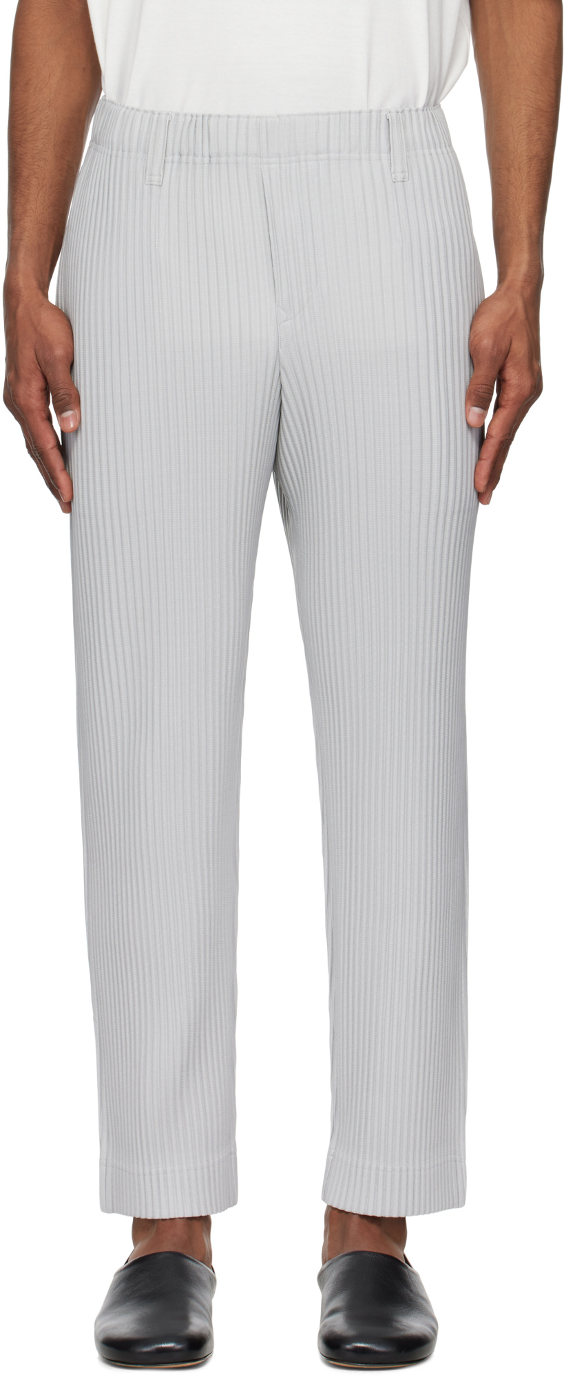 Issey Miyake Pleated Straight-leg Trousers In Gray