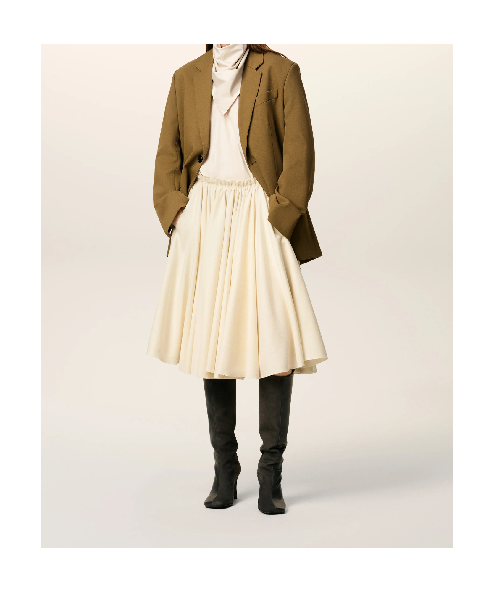 Ami Alexandre Mattiussi Elasticated-waist Midi Skirt In White
