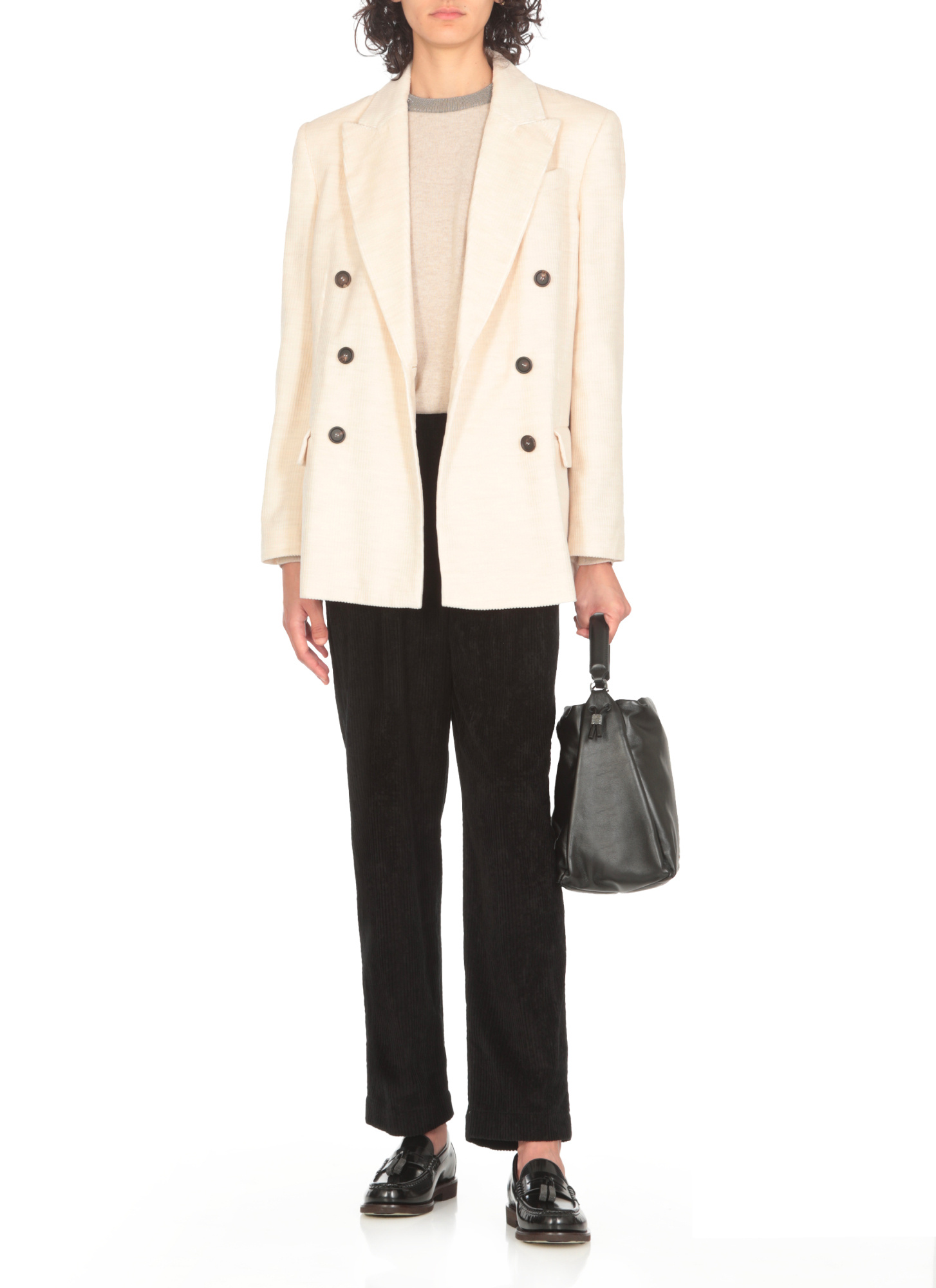Brunello Cucinelli Ribbed Blazer Structured Shoulders In White