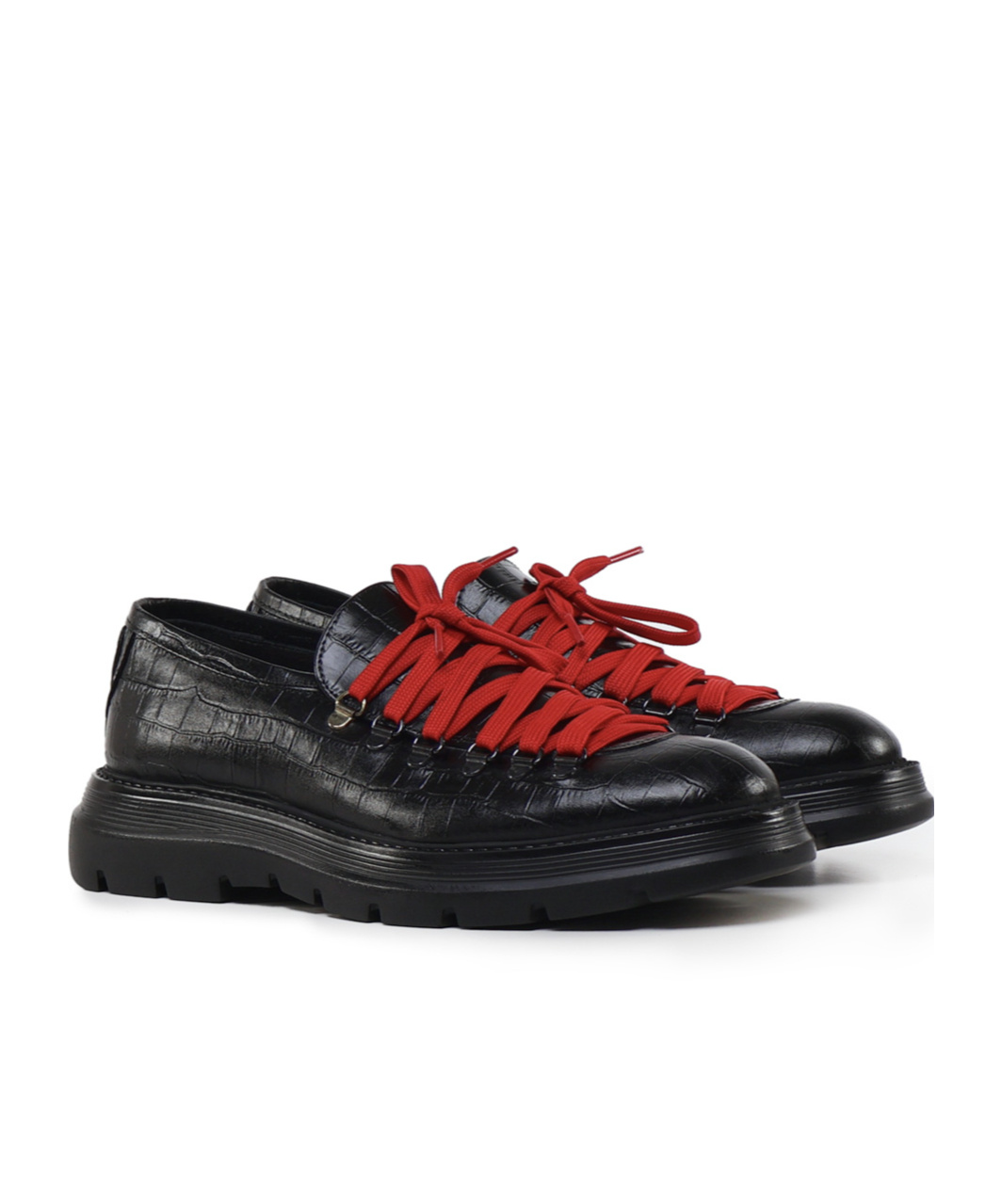 Giuliano Galiano Embossed-crocodile Leather Derby Shoes In Black