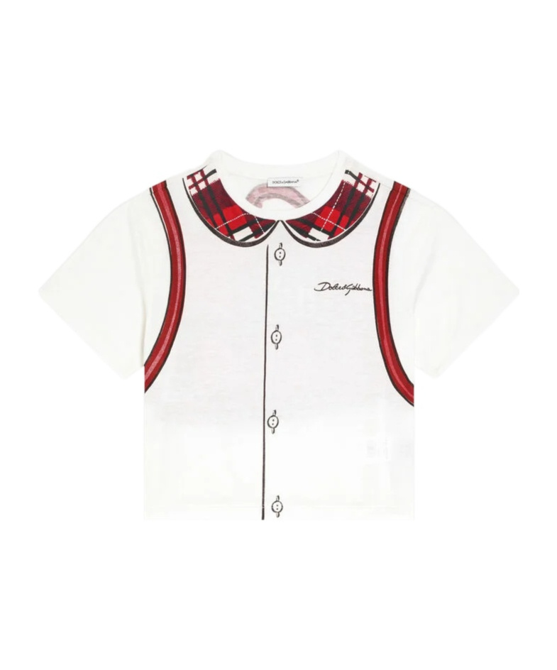 Dolce & Gabbana Ivory T-shirt For Girl With Logo In White