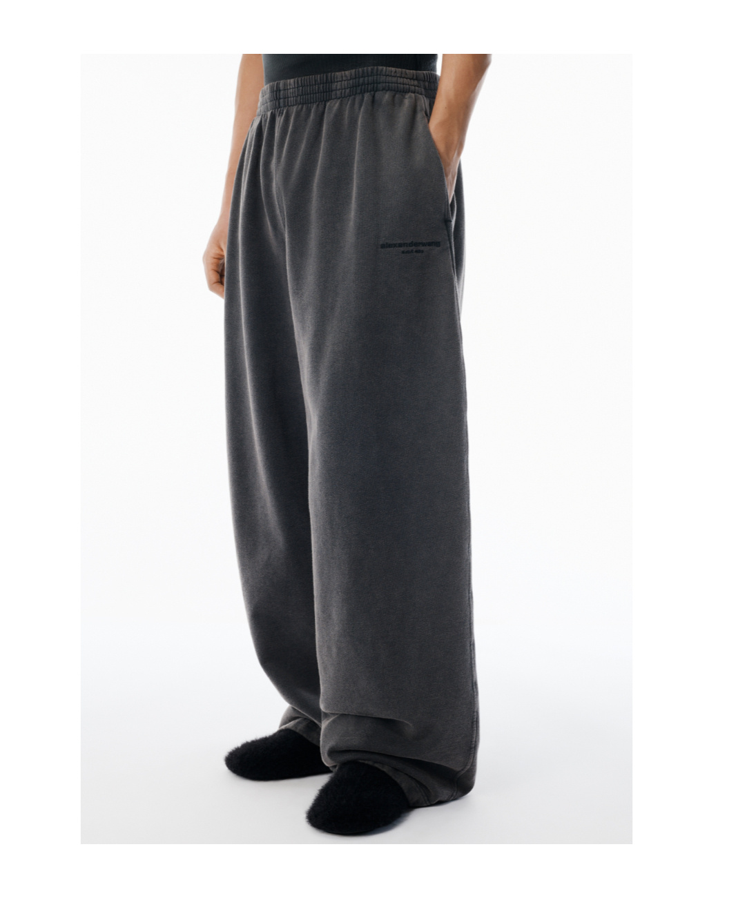 Alexander Wang Elastic-waist Track Pants In Gray