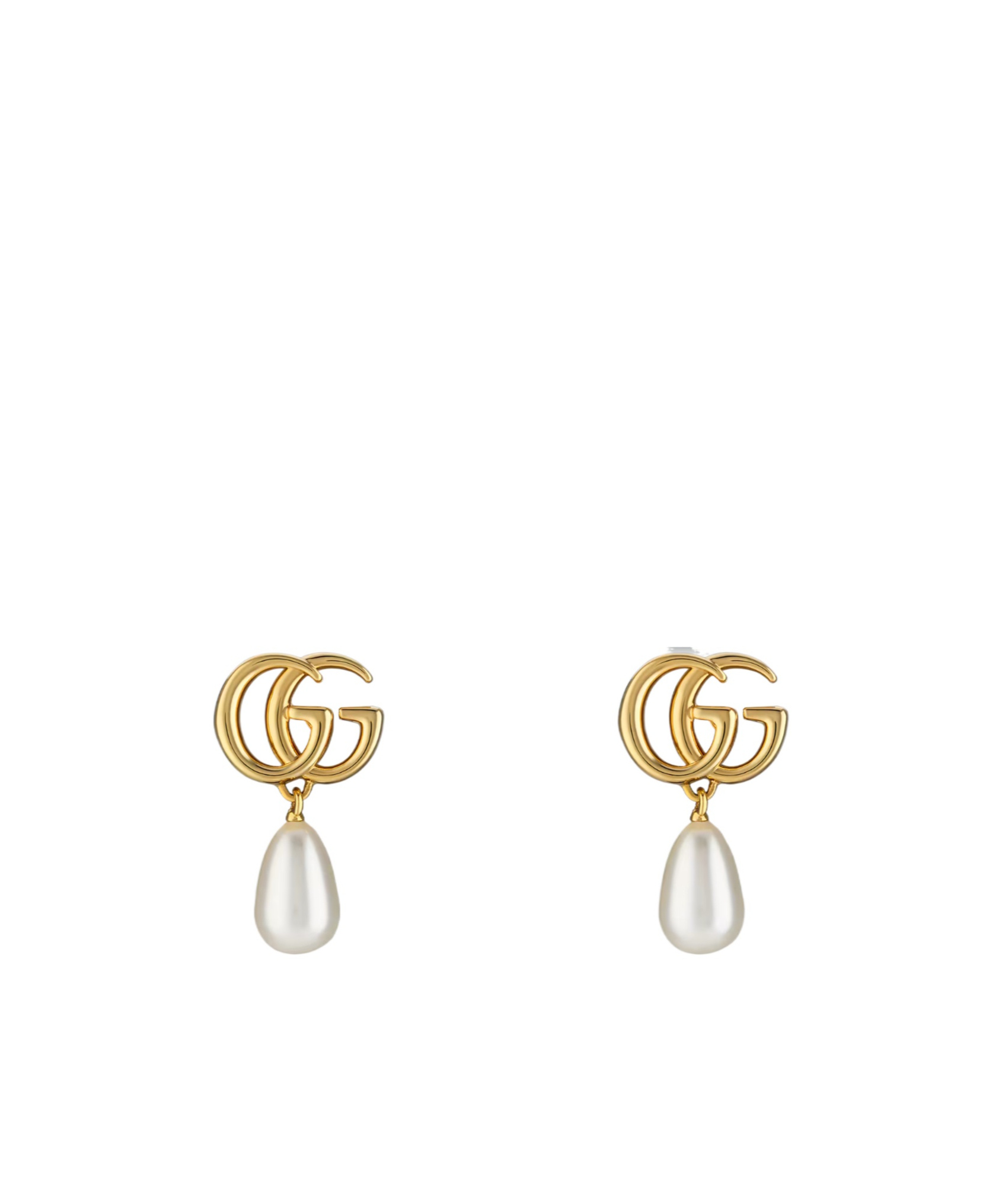 Gucci Gold And Pearl Brass Earrings In Multicolor