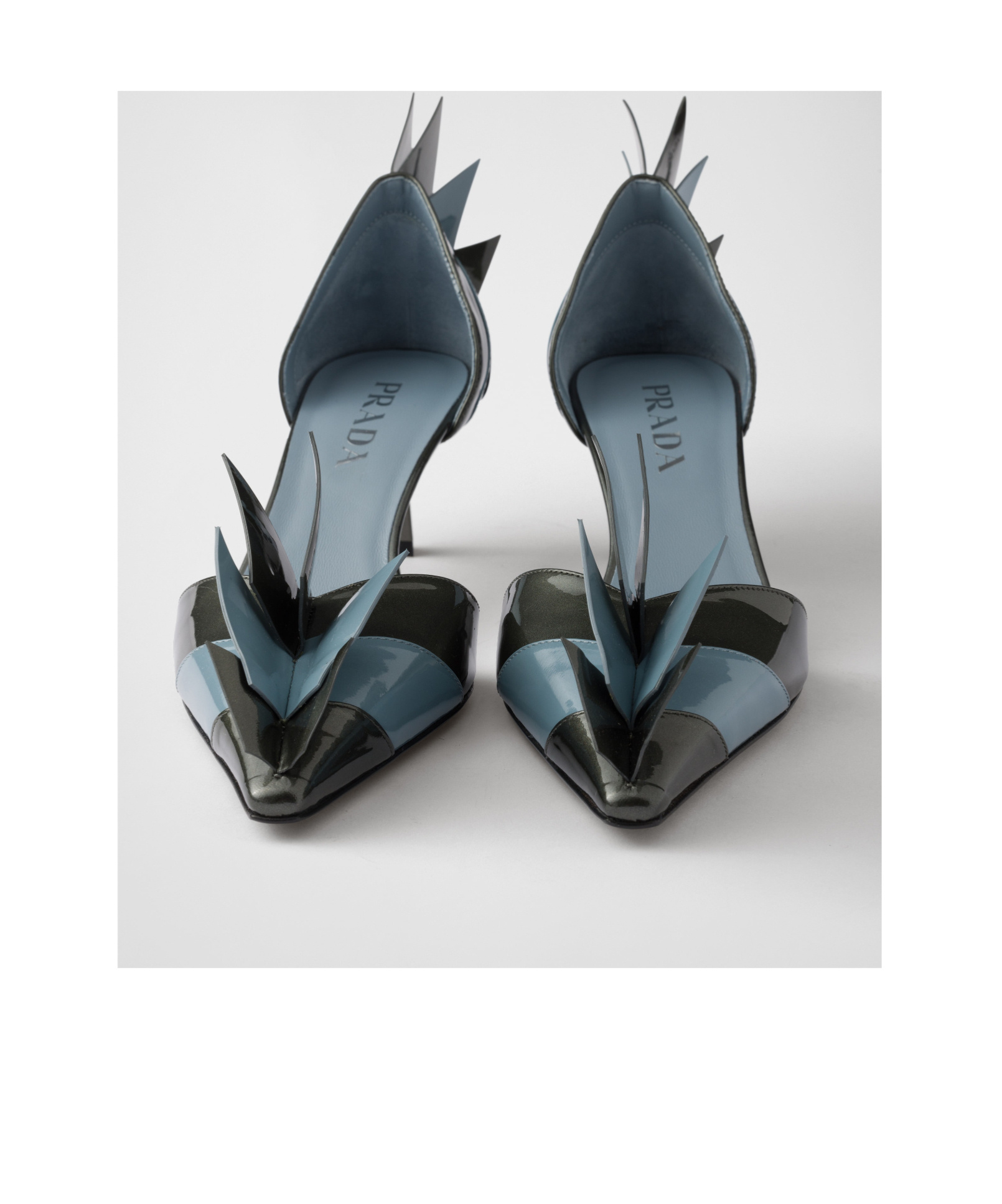 Prada Leather Pumps With Two-tone Strappy Design In Black