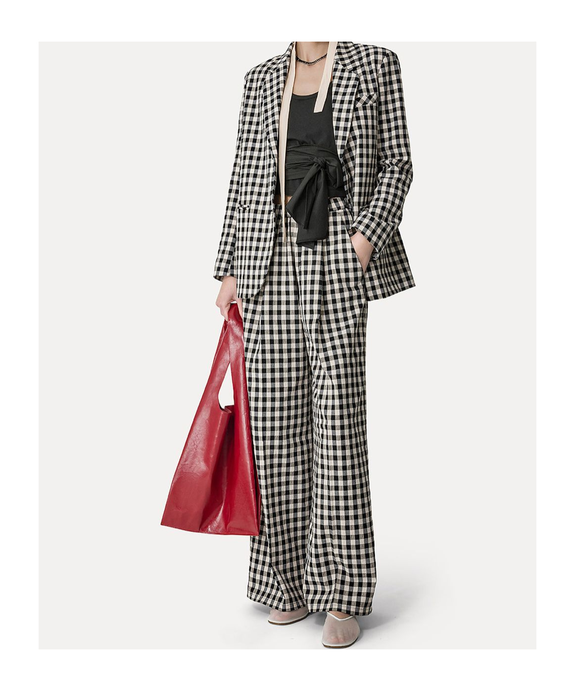 Forte Forte Palazzo Pants In Ginghamcheck Cotton