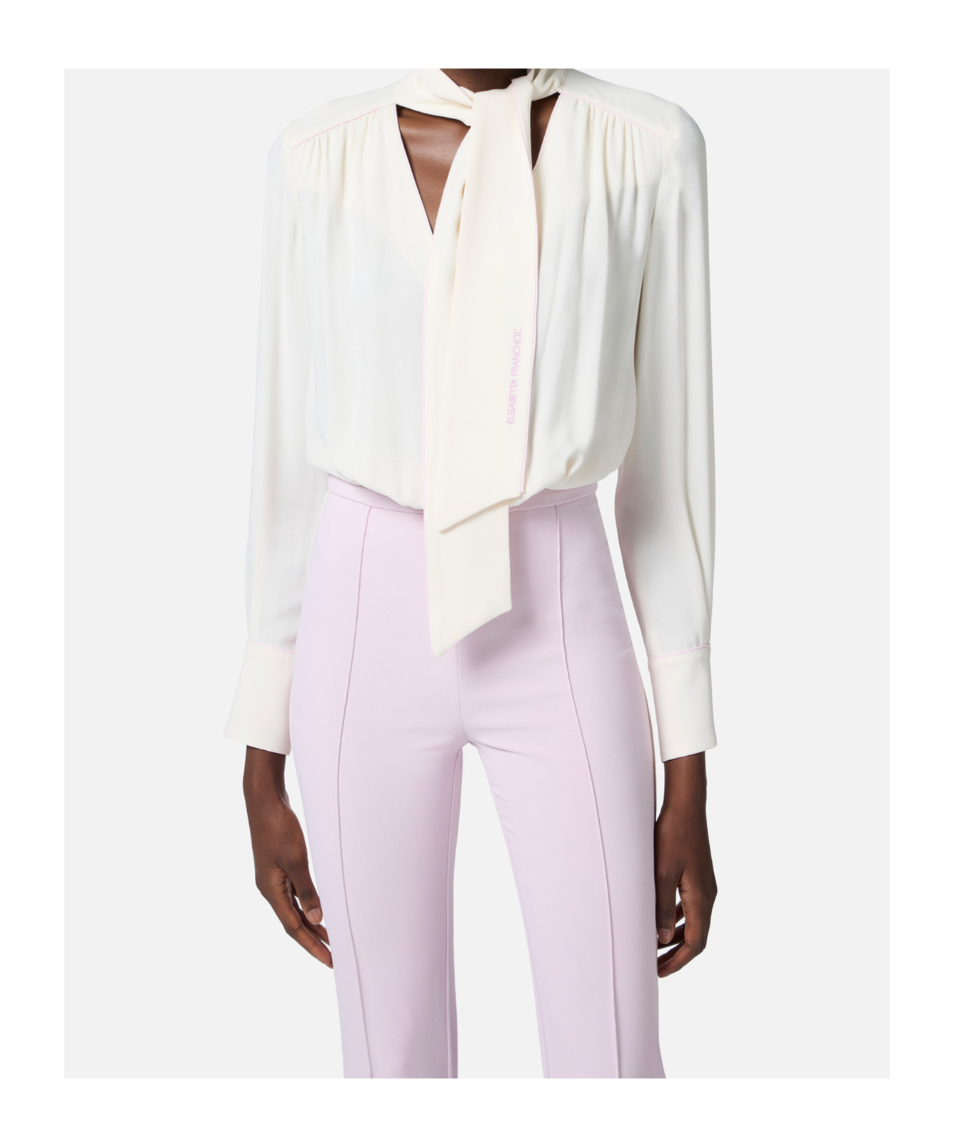 Elisabetta Franchi Georgette Jumpsuit In White