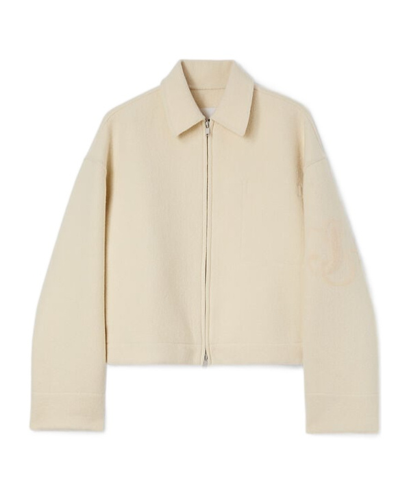 Jil Sander Logo-embellished Virgin-wool Jacket In Nude