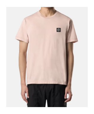 Stone Island Logo Print Crew Neck T-shirt In Pink