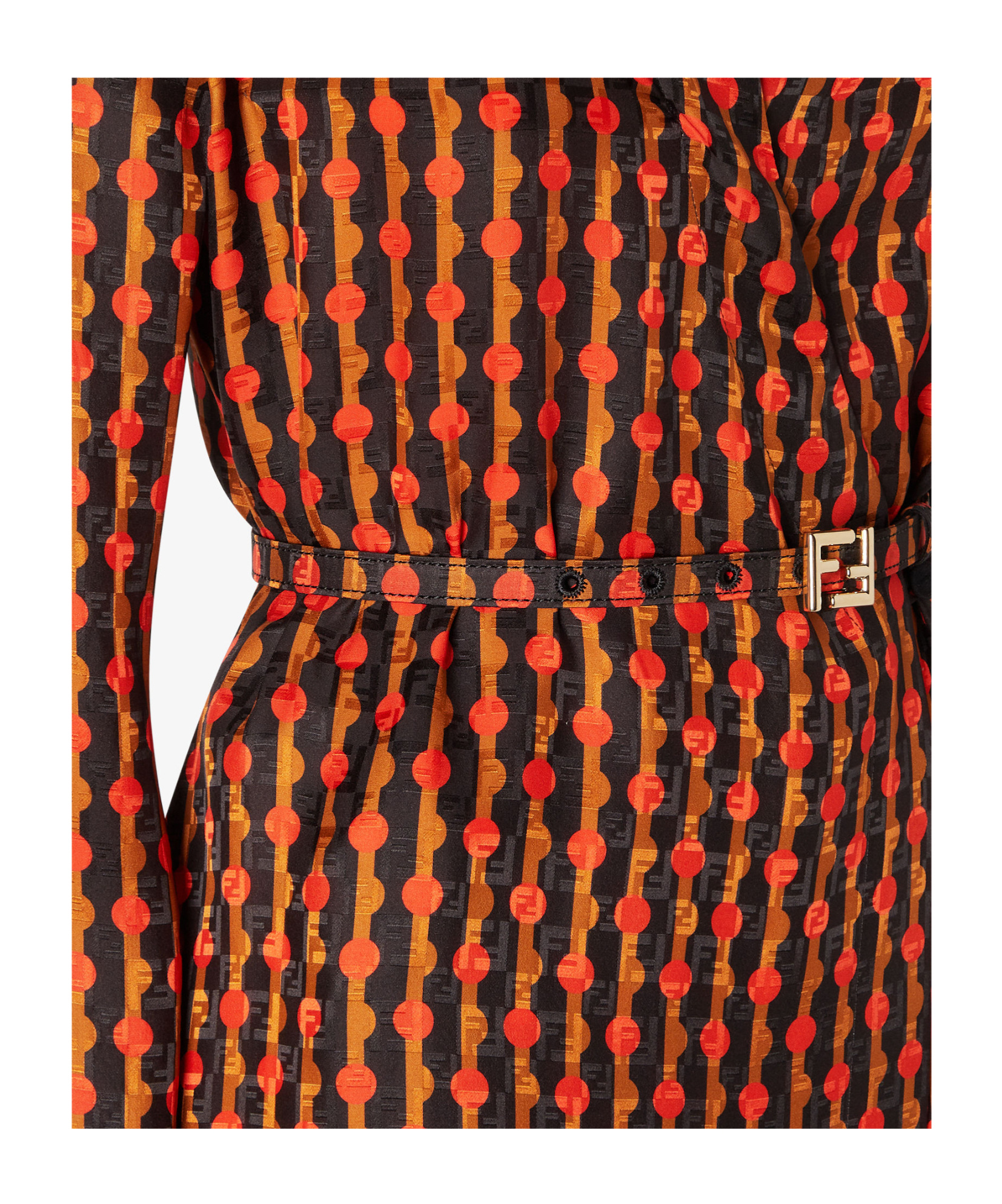 Fendi Red And Black  Dots Jacquard Silk Dress In Red