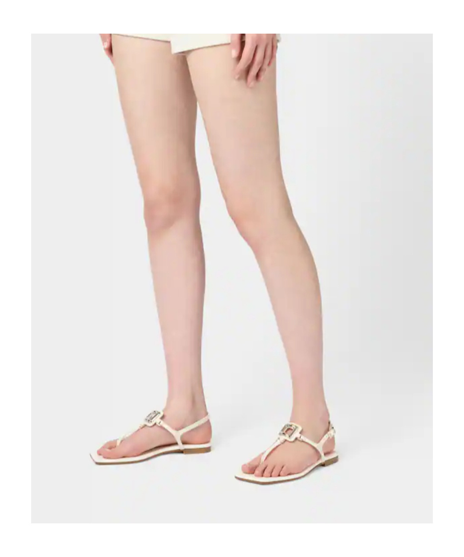 Roger Vivier Viv By The Sea Metallic T-strap Sandal In White