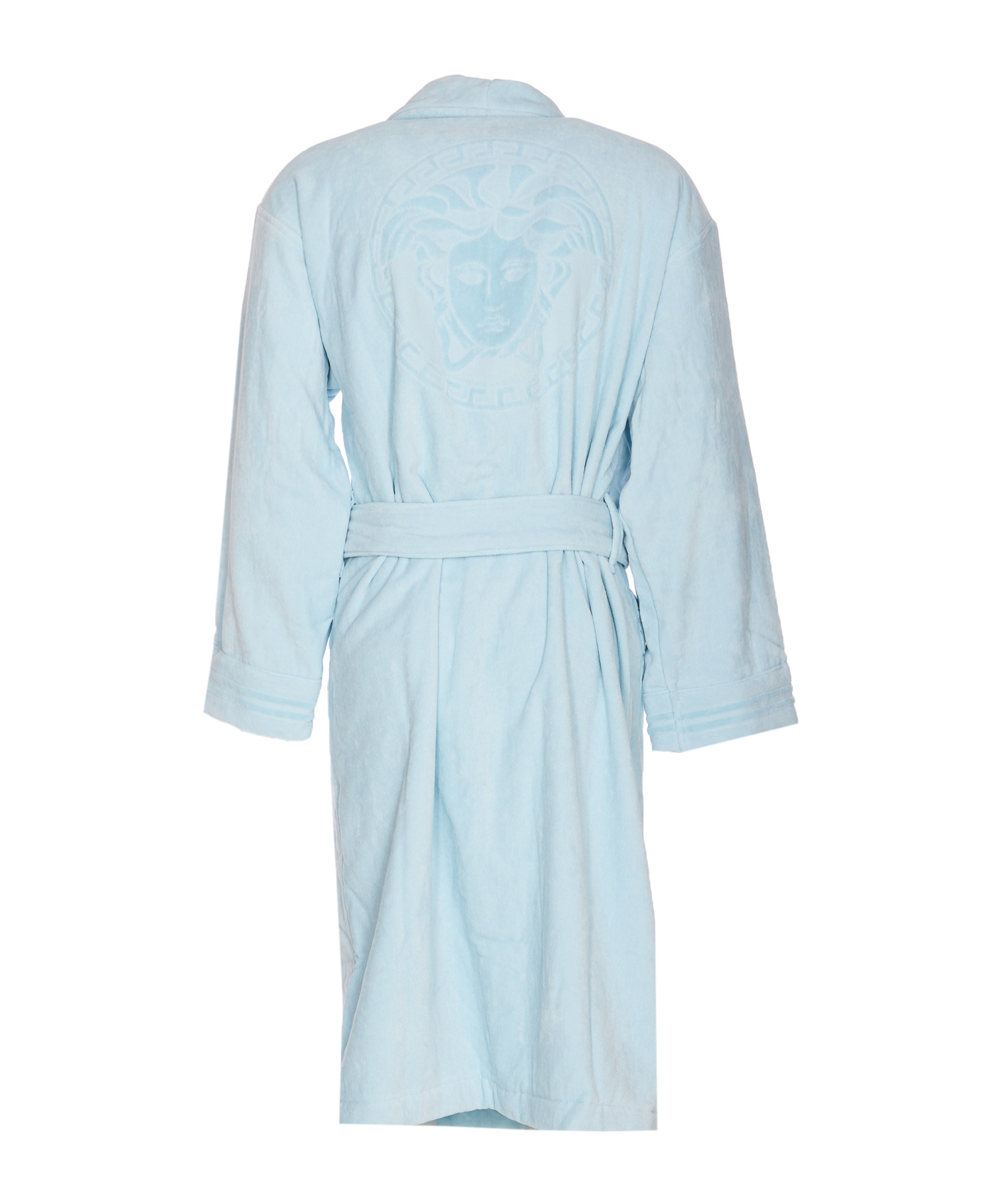 Versace Medusa Head-motif Cotton Robe In Blue
