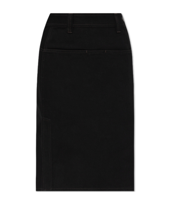 Lemaire Black Straight Denim Midi Skirt In Black