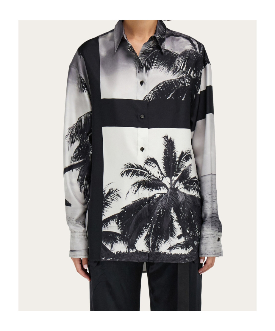 Ferragamo Oversize Shirt With Trinidad Print In Multi