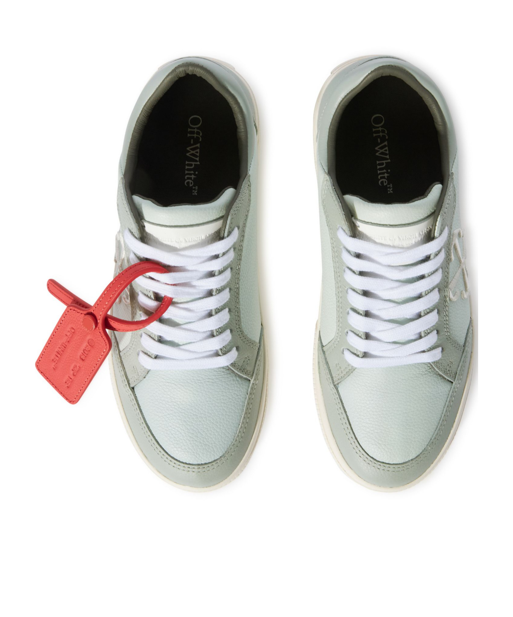 Off-white Green New Low Vulcanized Calf Leather Sneakers In White
