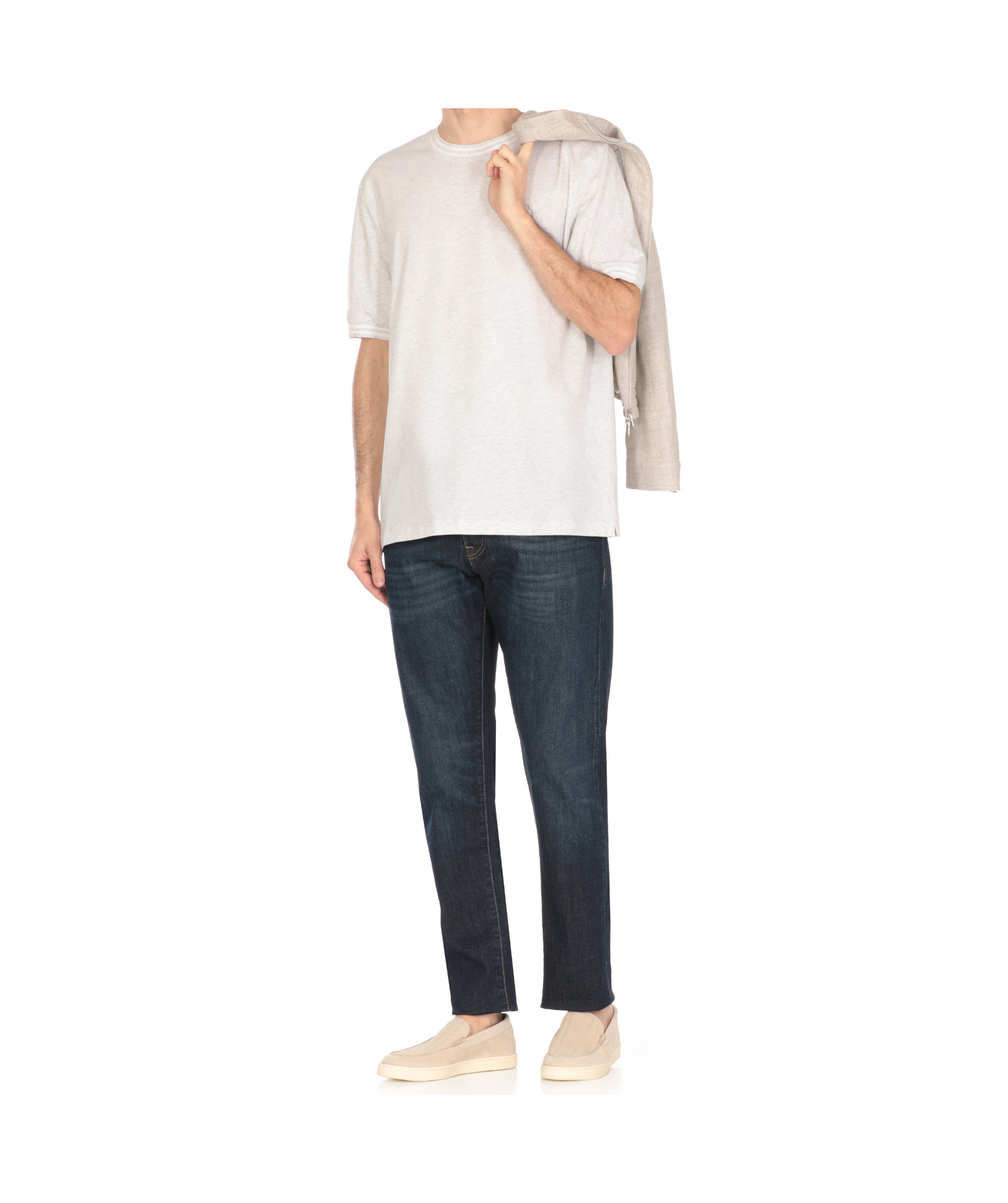 Brunello Cucinelli Cotton Jersey Crew Neck T-shirt With Logo In White