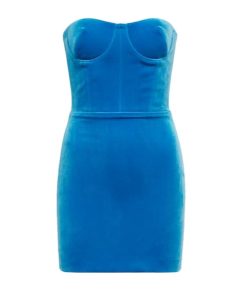 Alex Perry Roberts Strapless Velvet Minidress In Blue