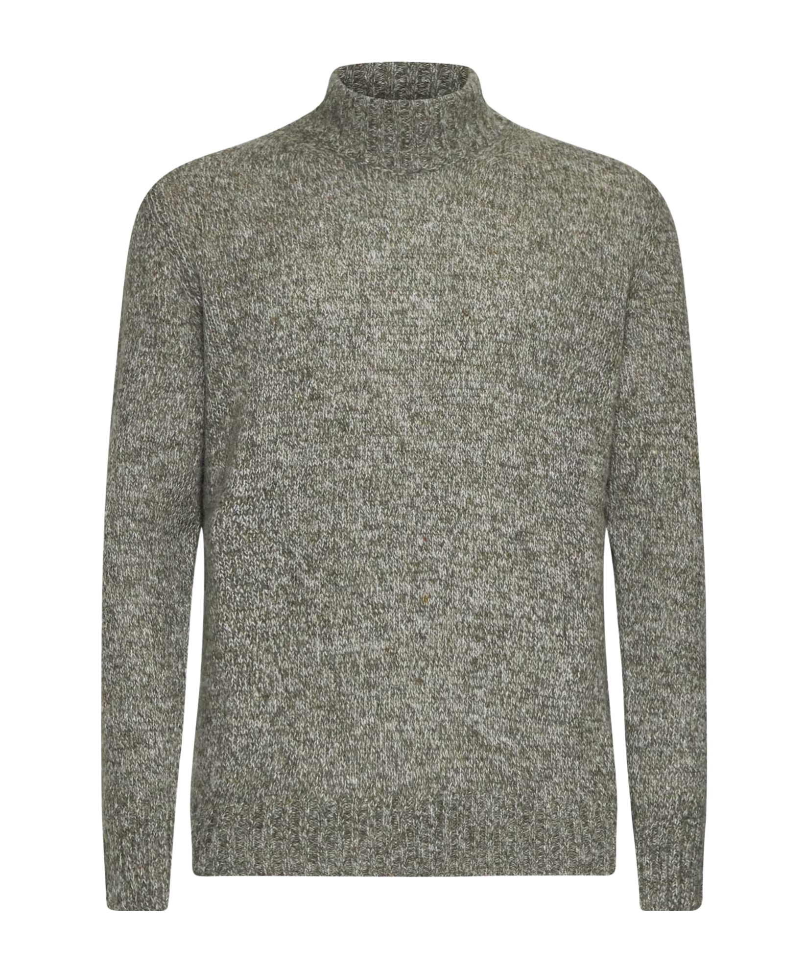 Lardini Beige Melange Alpaca And Wool Blend Mock Neck Sweater In Gray