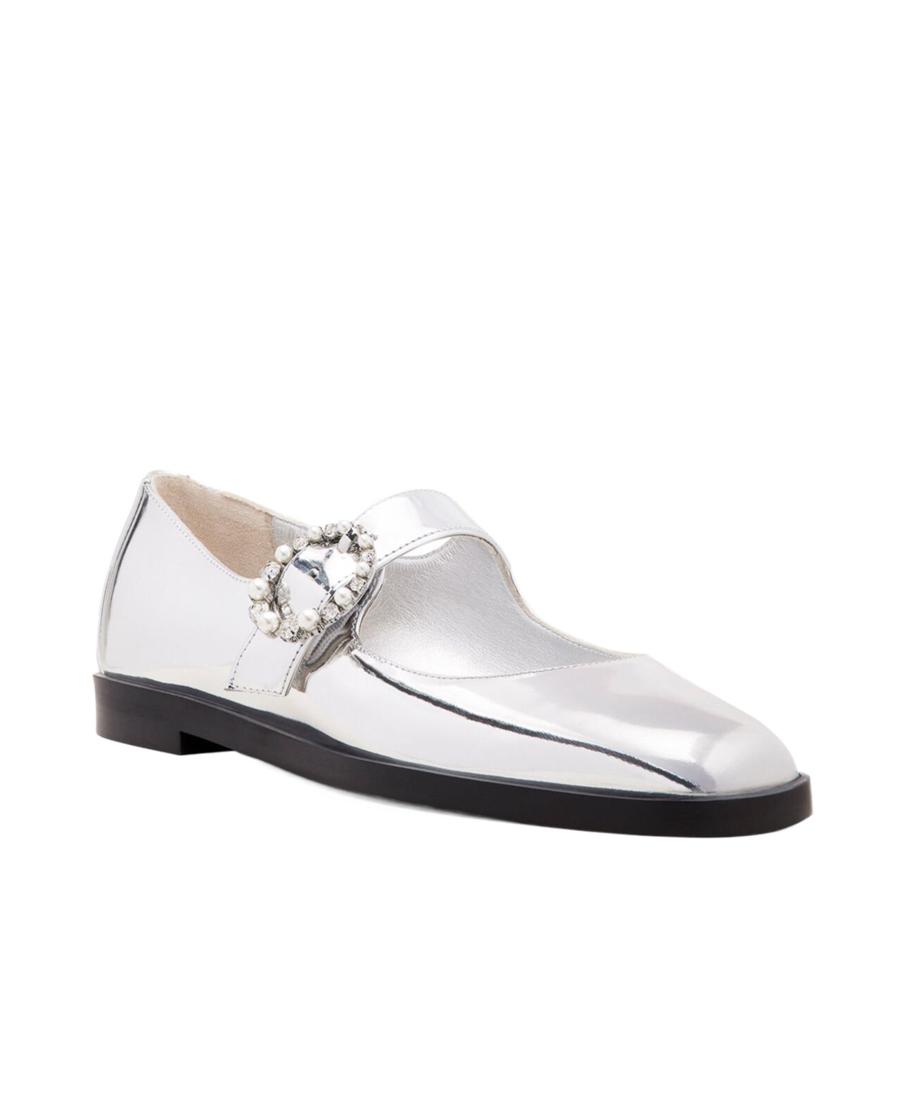 Stuart Weitzman Lorelei Crystal Mary Jane Flats In White