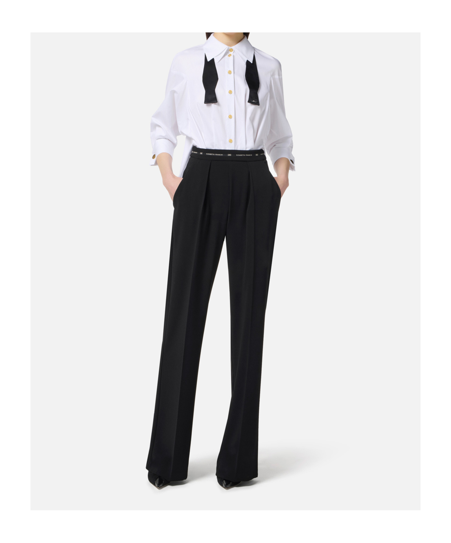 Elisabetta Franchi Lightweight Crêpe And Poplin Jumpsuit In Black