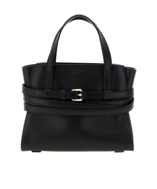 Moschino Structured Silhouette Handbag Top Handles In Black