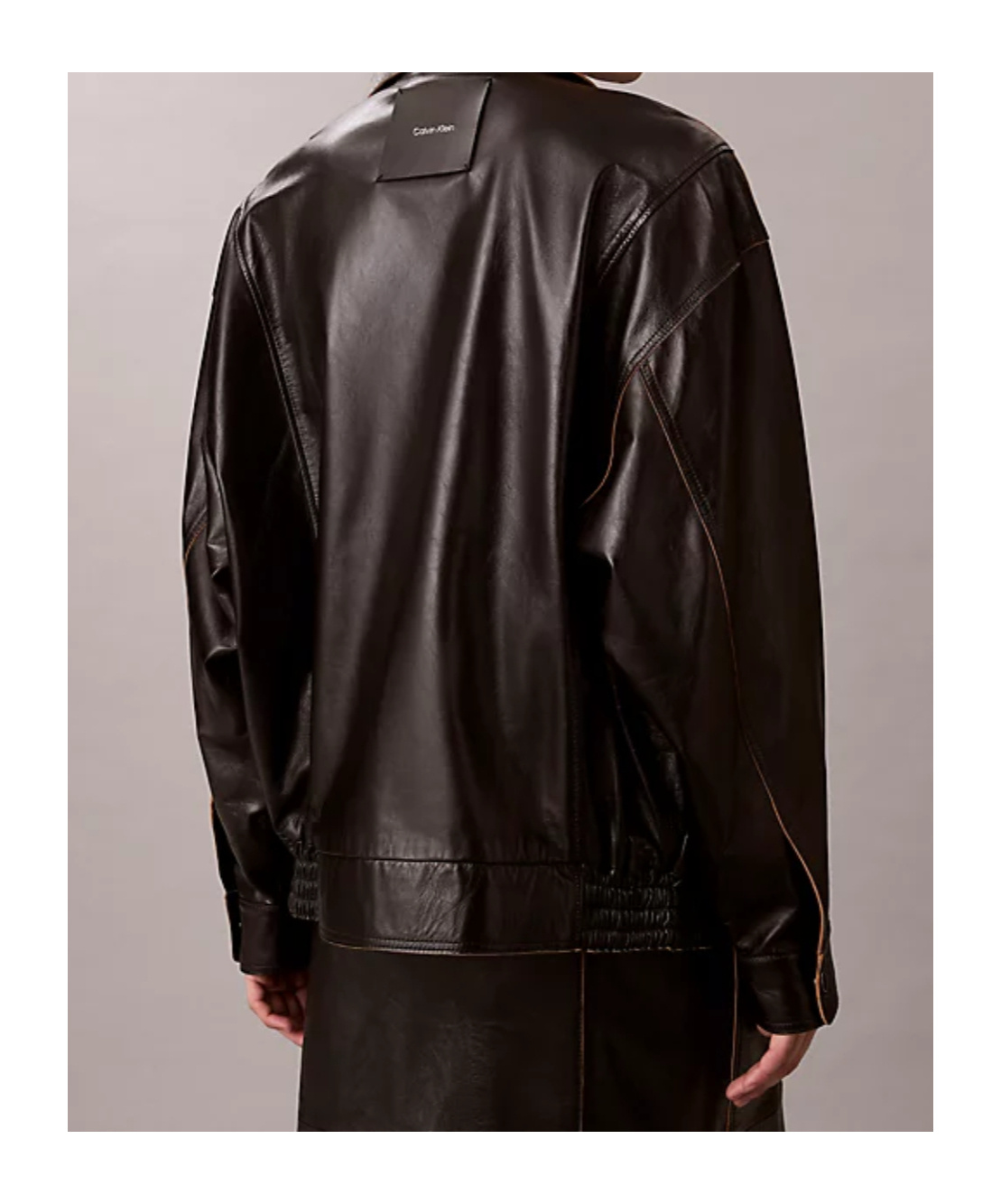Calvin Klein Modern High Collar Jacket With Contrast Stitching In Black