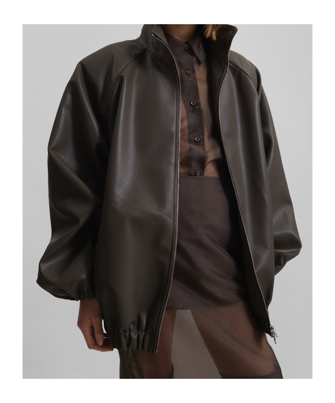 The Frankie Shop Senta Faux Leather Bomber