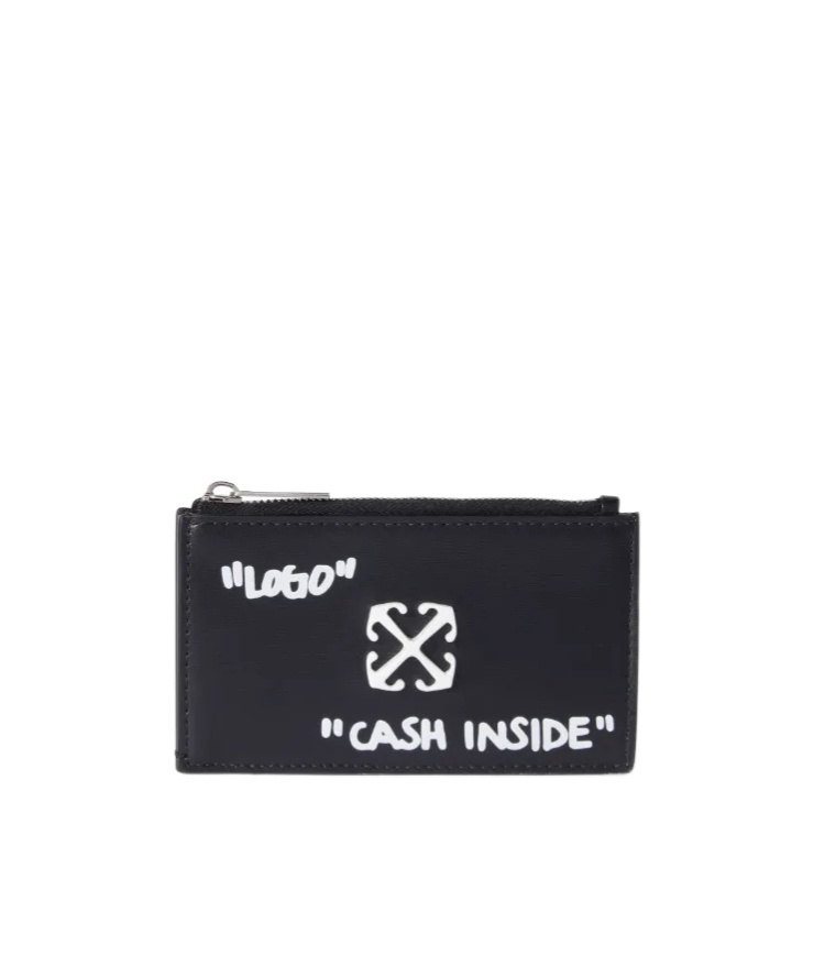 Off-white Jitney Quote Card Holder With Zip In Black