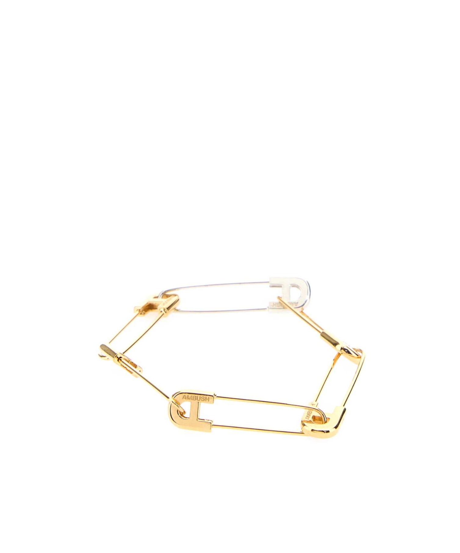 Ambush Man Two-tone Metal A Safety Pin Link Bracelet In Yellow