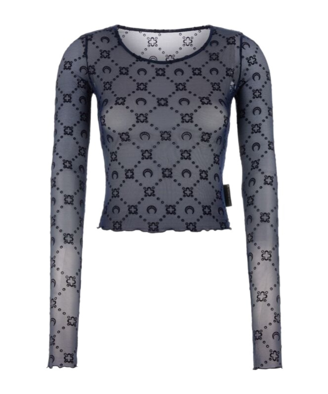 Marine Serre Top With Geometric Pattern And Logo In Gray