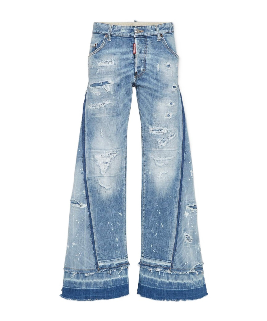 Dsquared2 Bettter X D2 Medium Mended Rips Wash Iced Mother Jeans In Blue