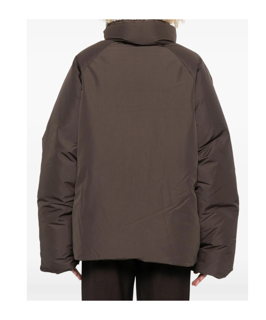 Low Classic Fleece-collar Puffer Jacket In Brown