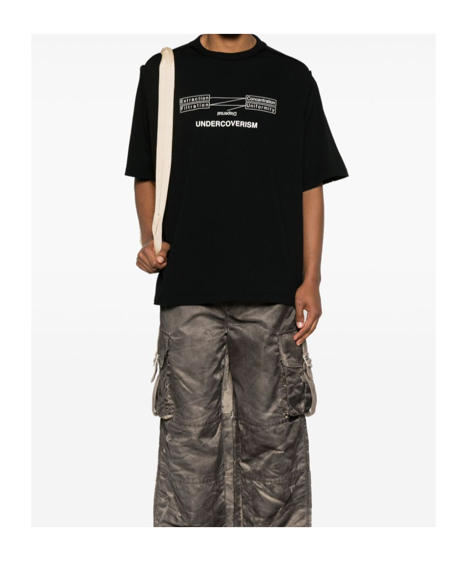 Undercover Graphic Print Black Crew Neck T-shirt In Black