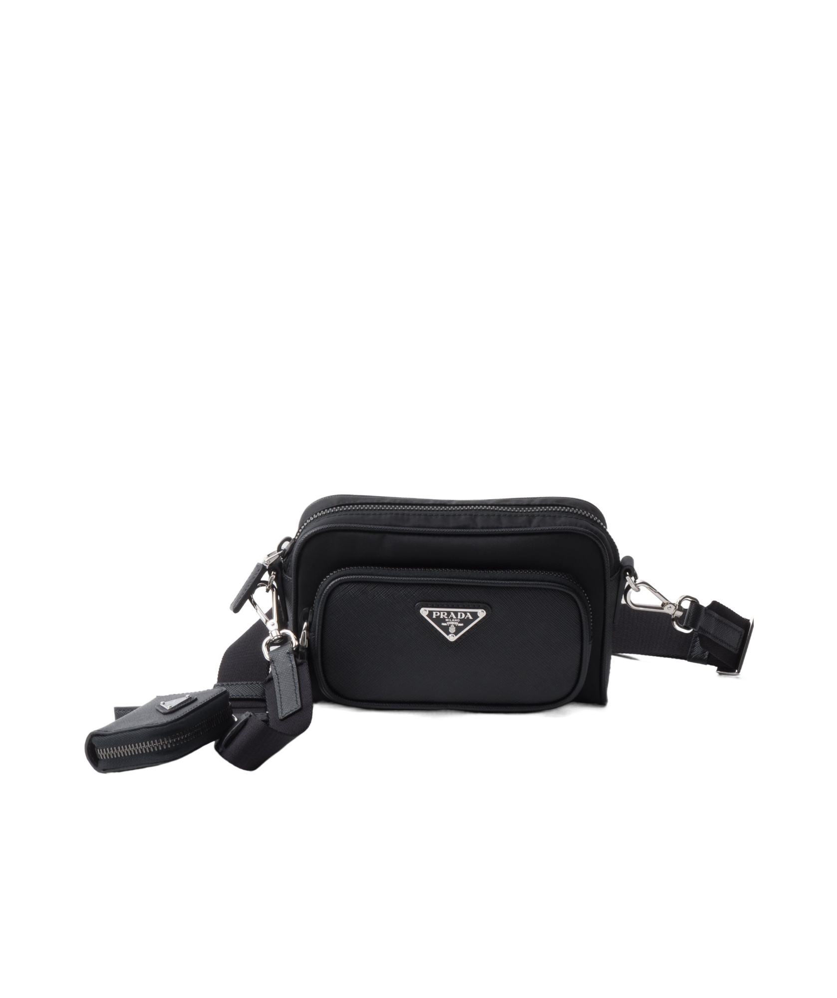 Prada Re-nylon And Saffiano Leather Shoulder Bag In Black