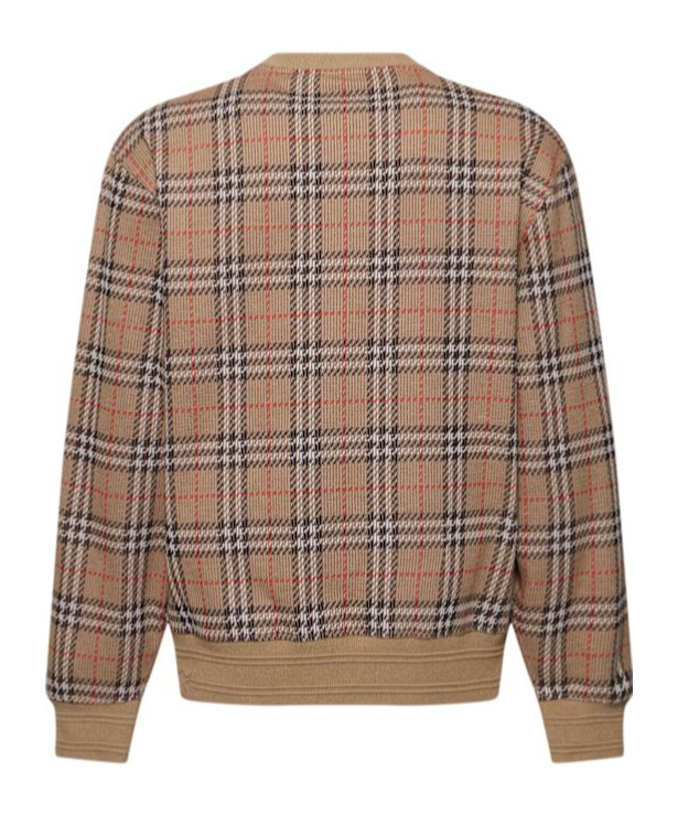 Shop Burberry Check Jacquard Crewneck Sweater
