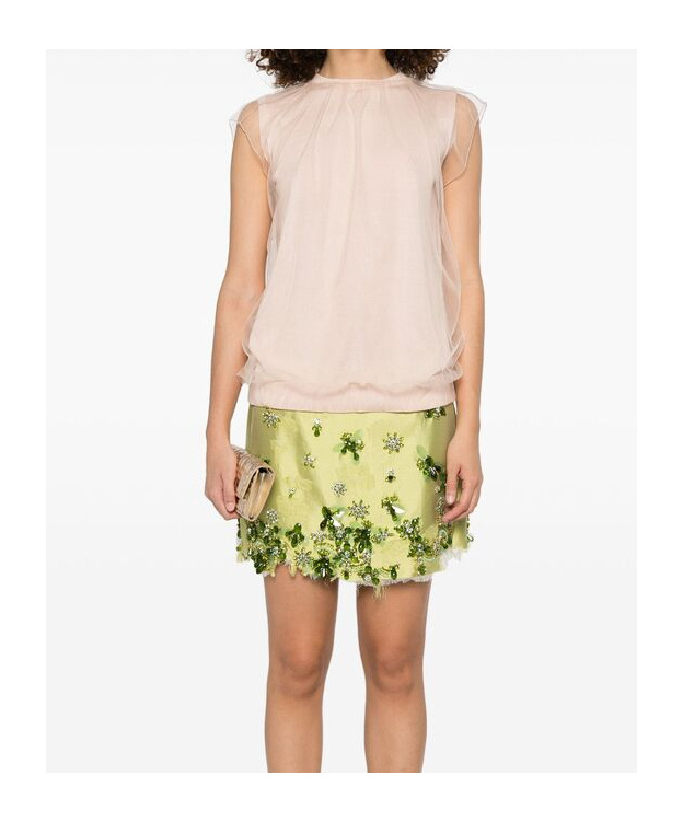 Shop Fabiana Filippi Tulle-layered Top In Nude