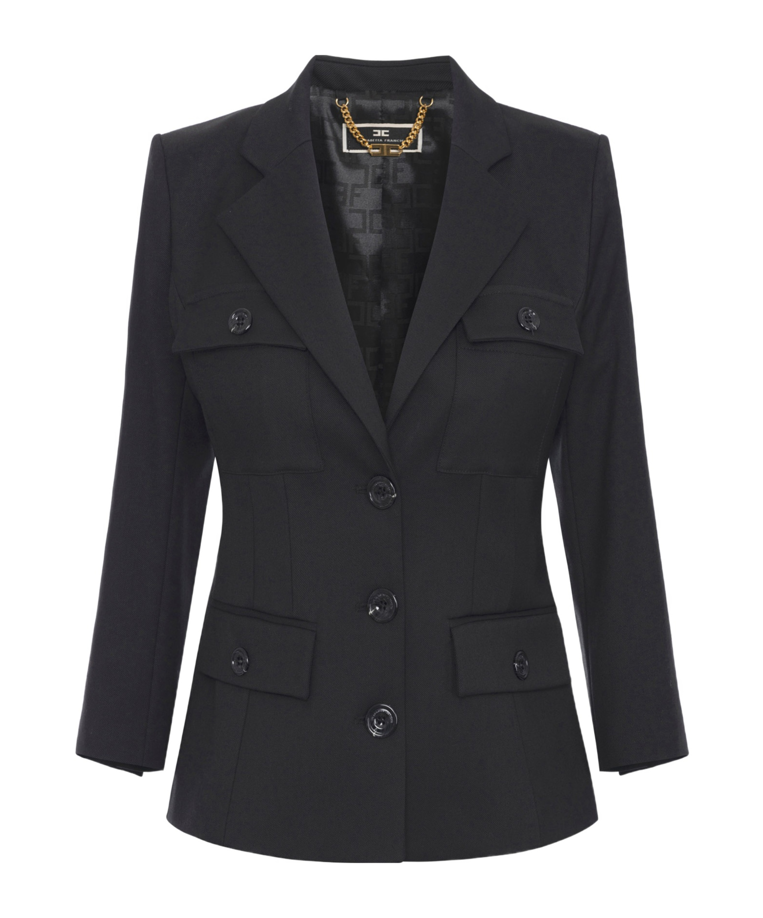 Elisabetta Franchi Single-breasted Crepe Blazer In Green