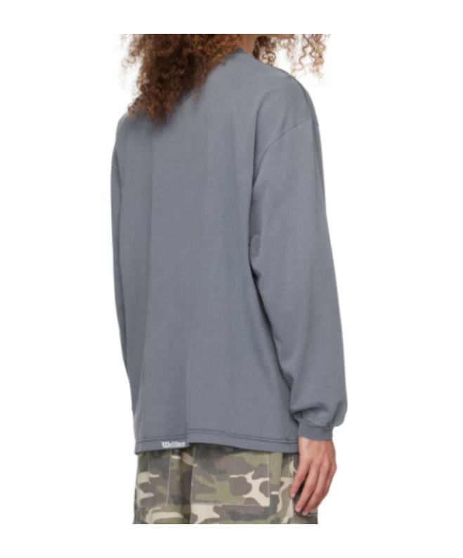 We11 Done Logo Long-sleeved T-shirt In Gray