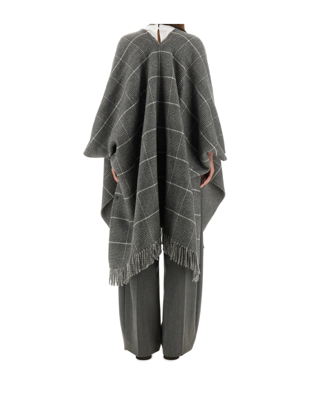 Brunello Cucinelli Reversible Fringed Poncho In Black