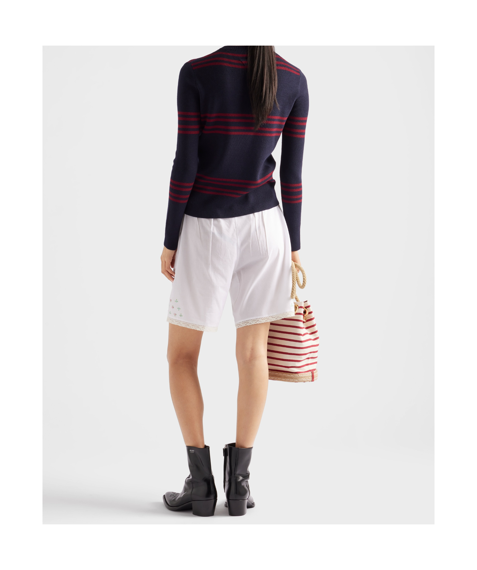 Prada Wool Crew-neck Sweater In Black